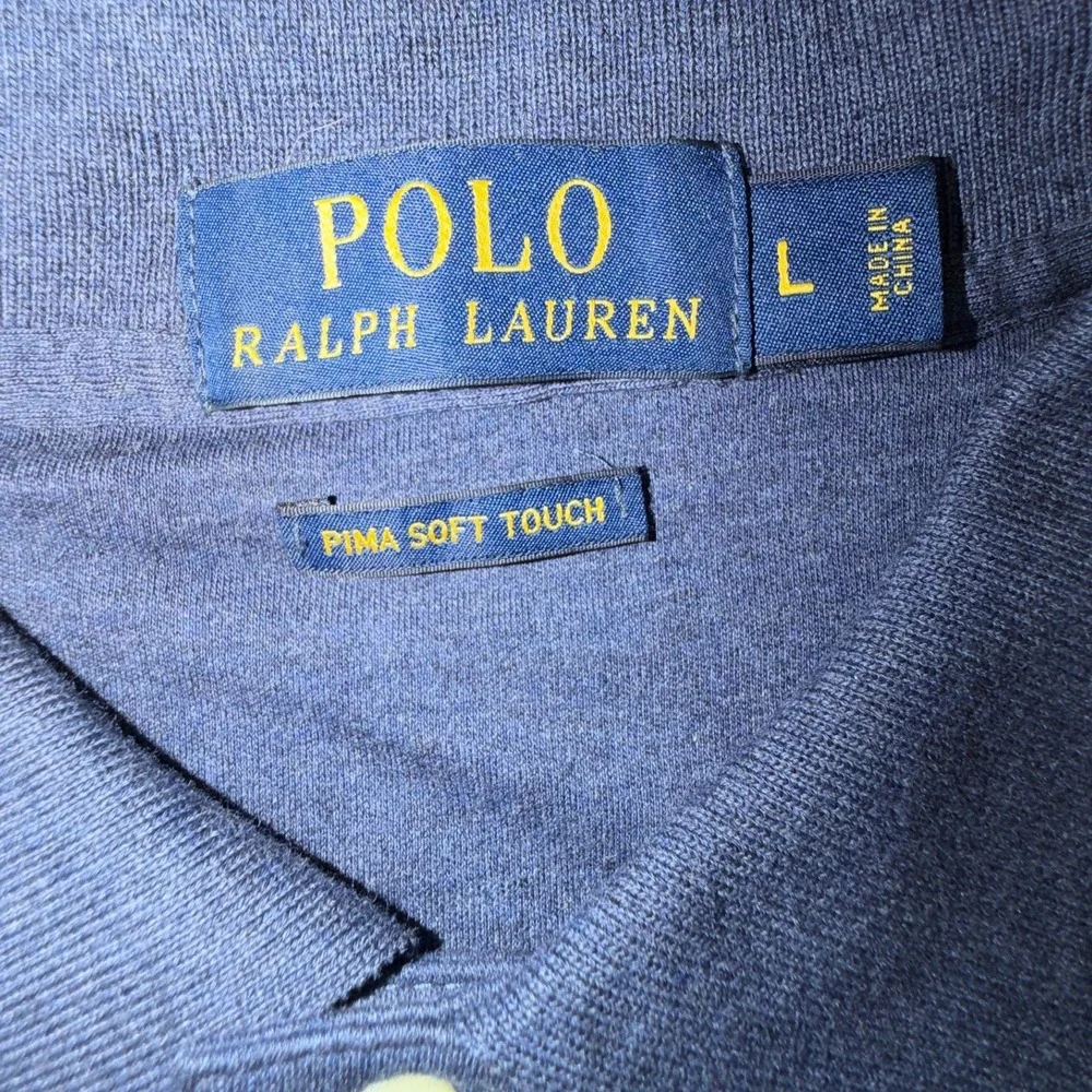 Polo Ralph Lauren Mens Large Blue Heather Pima Soft Touch Cotton Polo Shirt